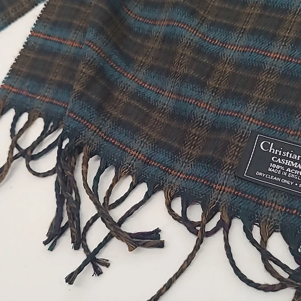 Vintage Christian Dior cashmaire tartan plaid scarf
